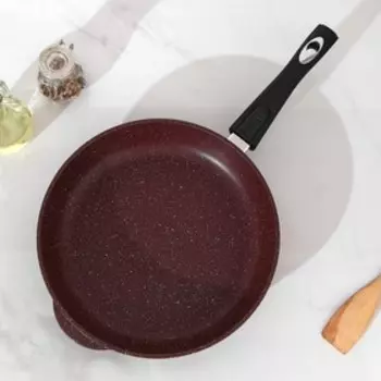 Сковорода «Шоколад», d=28 см, h=5,5 см, съёмная ручка, стеклянная крышка, антипригарное покрытие, цвет коричневый