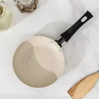 Сковорода «Стоун», d=14.3 см, пластиковая ручка, антипригарное покрытие, алюминий, бежевая