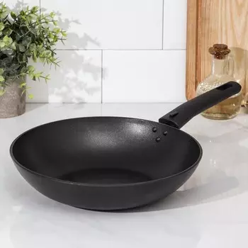 Сковорода-вок, d=26 см, съёмная ручка, антипригарное покрытие, алюминий, чёрная