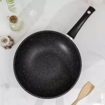 Сковорода - вок Доляна «Элит», d=28 см, антипригарное покрытие, литой алюминий, чёрная