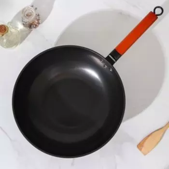 Сковорода-Wok «Жаклин», d=32 см, деревянная ручка, цвет чёрный