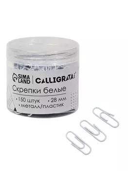 Скрепки 28 мм белые в пластиковой тубе 150 штук, TOP Calligrata