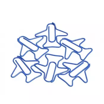 Скрепки канцелярские цветные GLOBUS "Самолёт", 28 мм, 12 штук, синие, евробокс