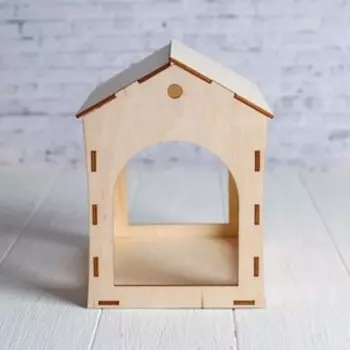 Деревянный скворечник - кормушка для птиц, открытая