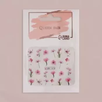 Слайдеры для ногтей «Цветы», розовые, зелёные