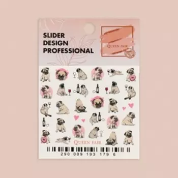 Слайдер-дизайн для ногтей «Милашка мопс»