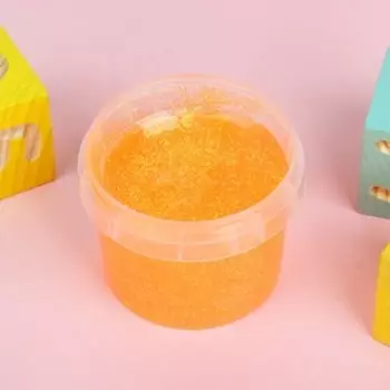 Слайм «Стекло»с переливающимися неоновыми блёстками, оранжевый 100 г