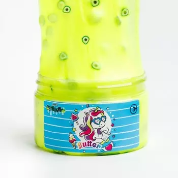 Слайм «Стекло», серия Butter, жёлтый цвет, 180 г, декоративный наполнитель МИКС