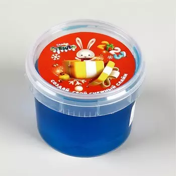 Слайм «Стекло» синий с капсулой внутри (голографический снег, блёстки), 100 г