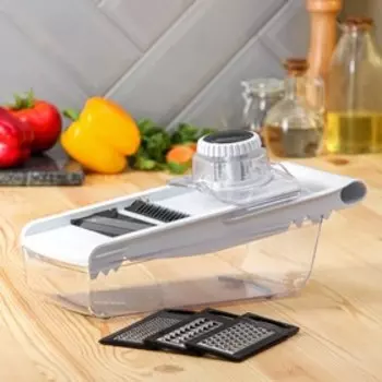 Тёрка - слайсер с контейнером Magistro Vegan pro, 5 насадок, 31.813.79 см, чёрно-белая