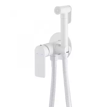 Смеситель для биде ABBER Insel AF8025W, с гигиеническим душем, шланг 150 см, белый