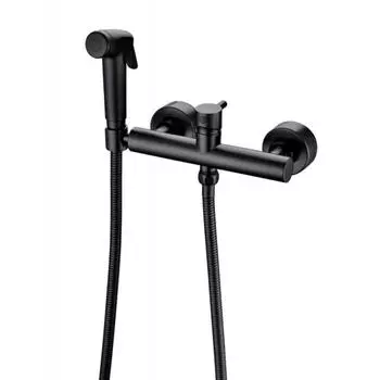 Смеситель для биде BRAVAT D9141BW-RUS, однорычажный, с гигиеническим душем, латунь, черный