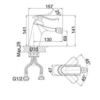 Смеситель для биде D K Bayern.Liszt DA1232201, однорычажный, хром