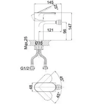 Смеситель для биде D K Bayern Purer DA1252201, однорычажный, хром