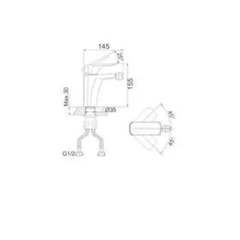Смеситель для биде D&K Berlin Technische DA1432215, однорычажный, черный