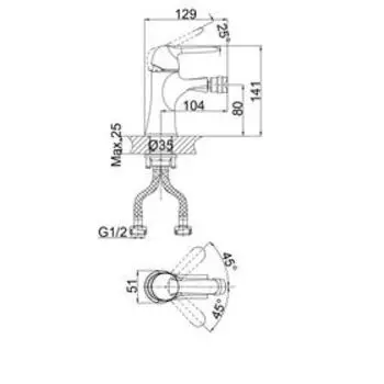 Смеситель для биде D&amp;K Rhein Ambrosius DA1342201, однорычажный, хром