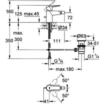 Смеситель для биде GROHE BauEdge, с цепочкой