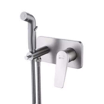 Смеситель для биде Lemark Bronx LM3720GM, однорычажный, с гигиенической лейкой, графит