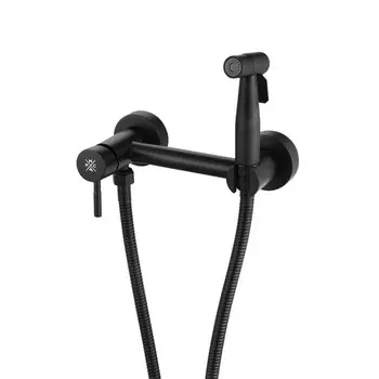 Смеситель для биде "РМС" SUS129BL-5-2, с гигиеническим душем, нержавеющая сталь, черный