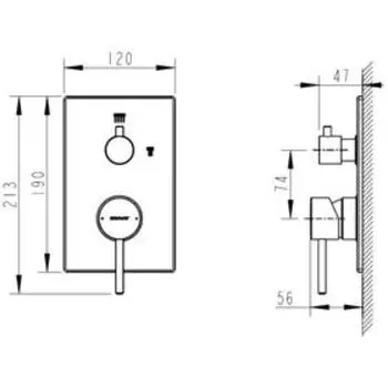 Смеситель для душа BRAVAT Arc P69193C-2-ENG, однорычажный, встраиваемый, 2х функц., хром