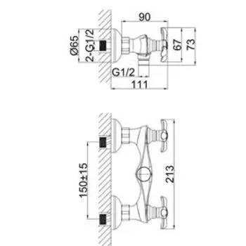 Смеситель для душа D&amp;K Hessen Documenta DA1213101, двухвентильный, хром