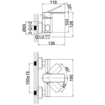 Смеситель для душа D&K Rhein Altportel DA1333101, однорычажный, хром