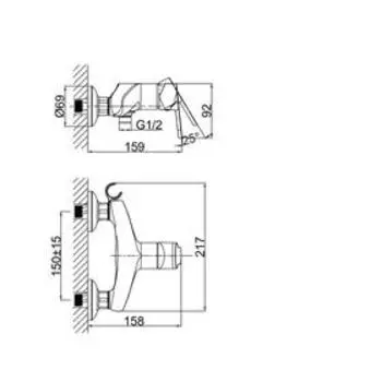 Смеситель для душа D&K Rhein Marx DA1393101, однорычажный, хром