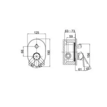 Смеситель для душа D&K Rhein Marx DA1394801, однорычажный, встраиваемый, хром