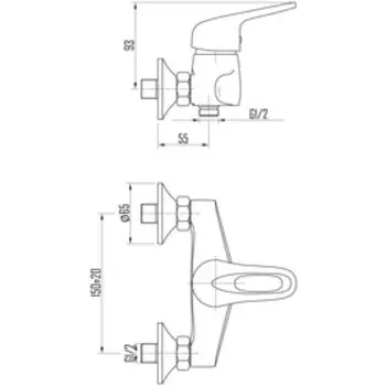 Смеситель для душа DEVIDA URBI DVL0731-07, однорычажный, картридж 40 мм, хром