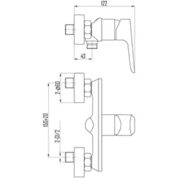 Смеситель для душа DEVIDA VIVA DVS0831-11, однорычажный, картридж 35 мм, хром