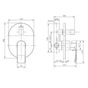 Смеситель для душа KAISER Aurora 67277, скрытый монтаж, хром