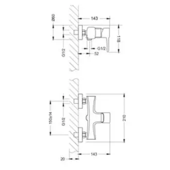 Смеситель для душа Lemark Evitta LM0503C, однорычажный, без излива, лейка, хром