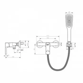 Смеситель для душа Lemark Ursus LM7203BL, однорычажный, без излива, лейка, черный
