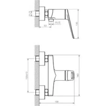 Смеситель для душа RUSH Socotra ST1235-63, однорычажный, монтируемый в стену, хром