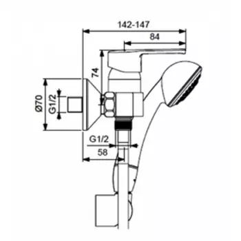 Смеситель для душа Vidima "ВидимаУно", настенный, хром