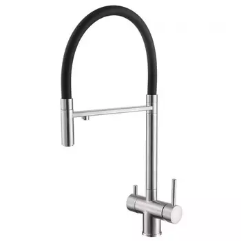 Смеситель для кухни ABBER Wasser Kreis AF81141, выход для питьевой воды, черный/хром