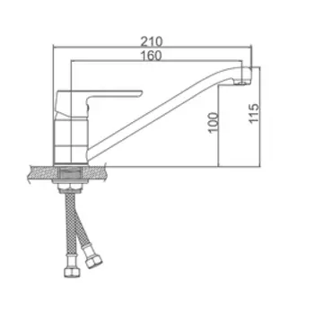 Смеситель для кухни Accoona A4266P, с гайкой, гусак короткий, силумин, цвет оранжевый