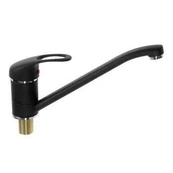 Смеситель для кухни "АМУР" BY 2009ZB, однорычажный, длина излива 250 мм, черный