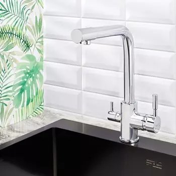 Смеситель для кухни BOOU 91401, однорычажный, с переключением фильтра для питьевой воды, хром