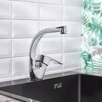 Смеситель для кухни BOOU B8206-9F, картридж 40 мм, однорычажный, латунь, хром