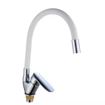 Смеситель для кухни BOOU B8274-10F-E306A, гибкий излив, картридж 35 мм, латунь, белый/хром 1028562