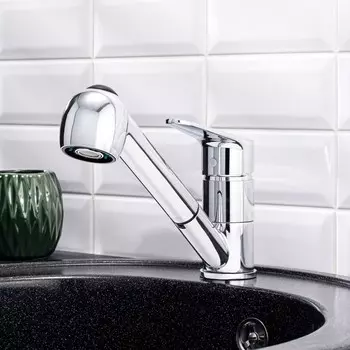 Смеситель для кухни BOOU B8282-8, с вытяжной лейкой, картридж 40 мм, латунь, хром