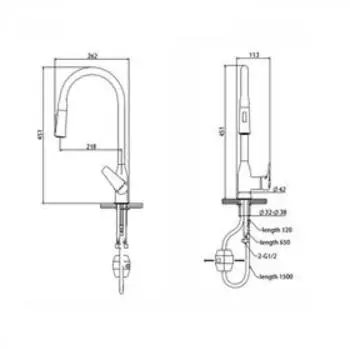 Смеситель для кухни BRAVAT Arden F7362395CP-ENG, однорычажный, латунь, хром