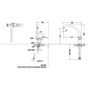Смеситель для кухни BRAVAT Fit F7135188CP-1-RUS, однорычажный с высоким изливом, хром