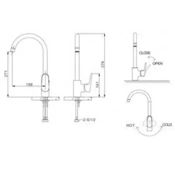 Смеситель для кухни BRAVAT Pure F7105161C, однорычажный, латунь, хром