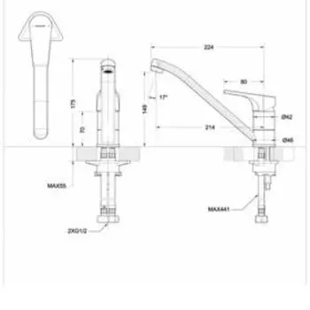 Смеситель для кухни BRAVAT Vega F7119177CP-1, однорычажный, латунь, хром