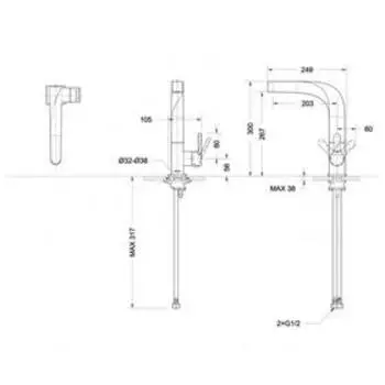 Смеситель для кухни BRAVAT Wave F774108C, однорычажный, латунь, хром
