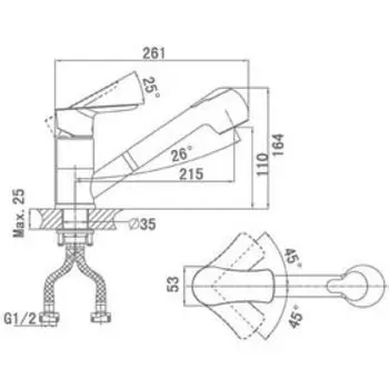 Смеситель для кухни D K DA1272501, с вытяжным изливом