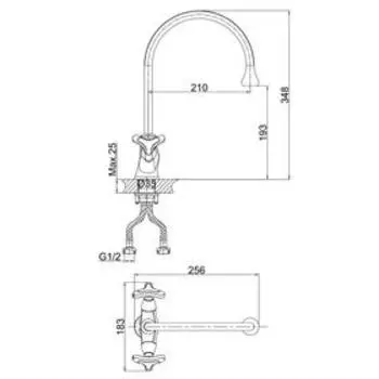Смеситель для кухни D&K Hessen Goethe DA1382441, двухвентильный, хром