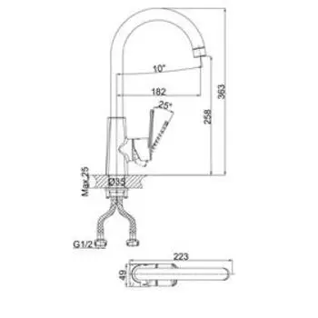 Смеситель для кухни D&K Rhein.Lessing DA1322441, однорычажный, хром